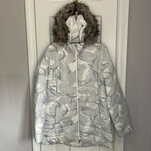 The North Face Thermoball White/Gray Women’s Jacket w/Faux Fur Removable Hood